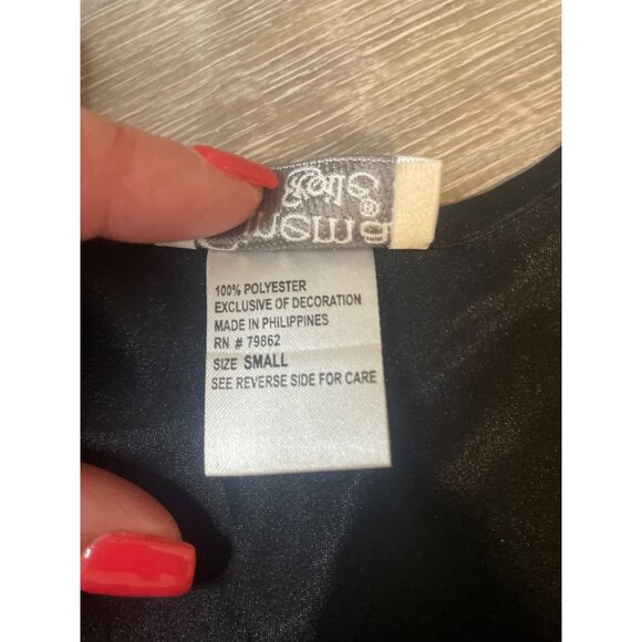 Cinema Etoile Black Satin Sleeveless Shiny Shell Tank Top Sz S - Picture 5 of 9